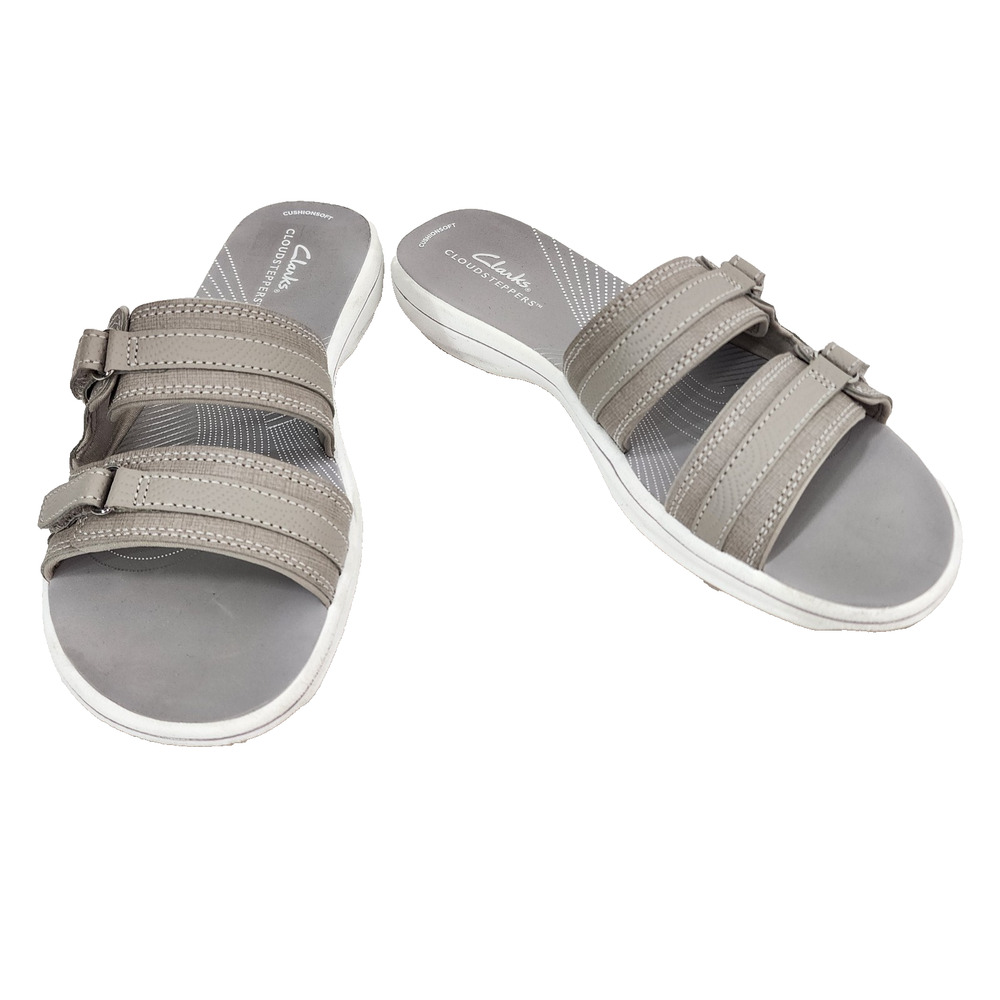 Clarks Cloudsteppers Womens Breeze Piper Slides Sandals Size 8 Light Taupe Sand
